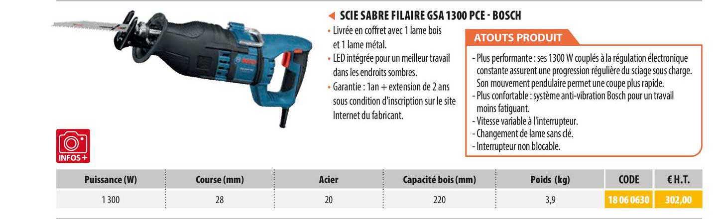 scie sabre filaire gsa 1300 pce - bosch