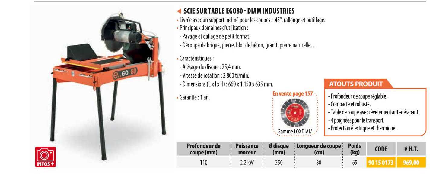 scie sur table eg080 - diam industries