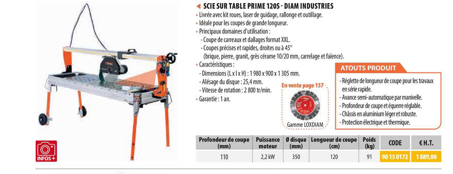 scie sur table prime 120s - diam industries