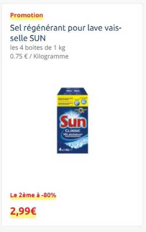 sel régénérant pour lave vaisselle sun
