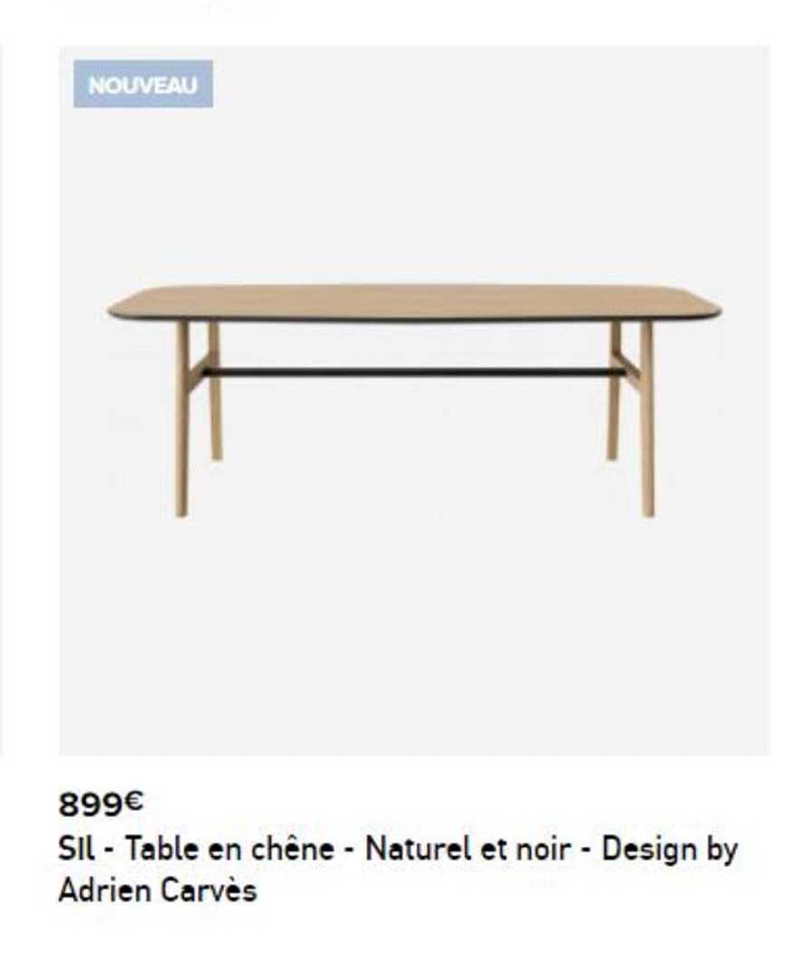 sil - table en chêne - naturel et noir - design by adrien carvès