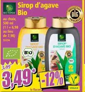 sirop d'agave bio bio sonne