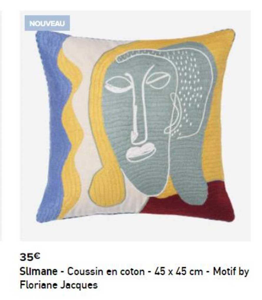 slimane - coussin en coton - 45 x 45 cm - motif by florian jacques