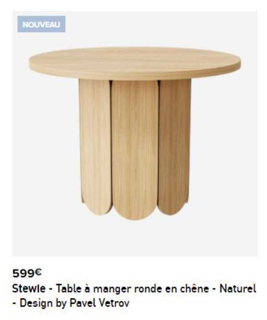 stewie - table à manger ronde en chêne - naturel - design by pael vetrov