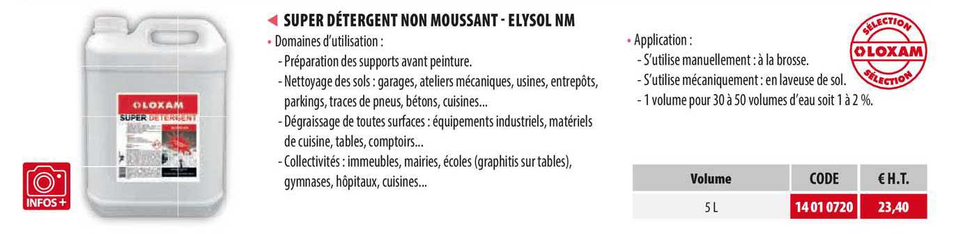 super détergent non moussant - elysol nm