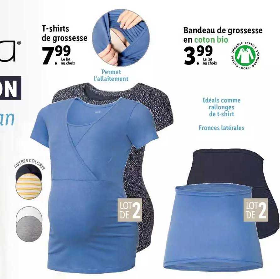 t-shirts de grossesse, bandeau de grossesse en coton bio