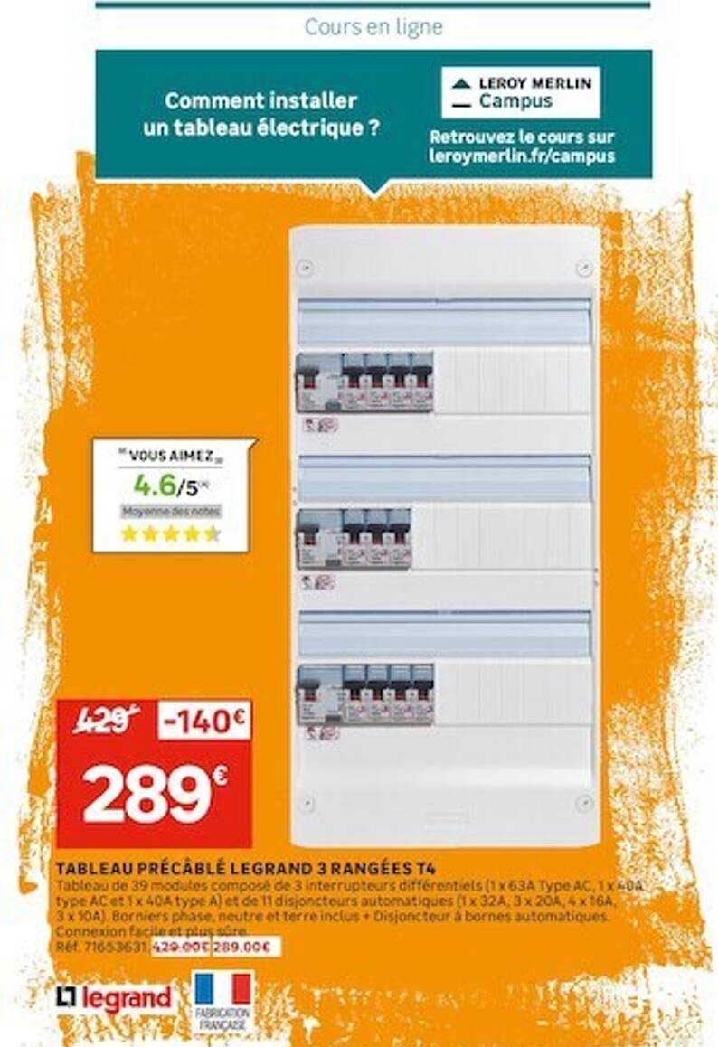 Tableau Précâblé Legrand 3 Rangées T4