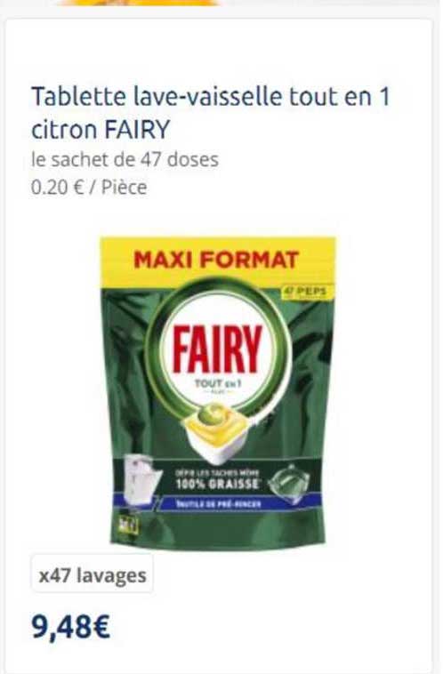 tablette lave-vaisselle tout en 1 citron fairy