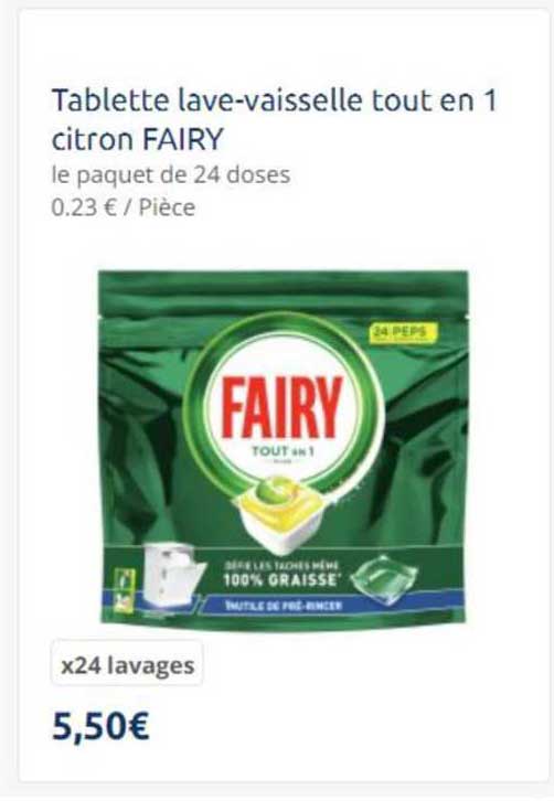 Tablette Lave-vaisselle Tout En 1 Citron Fairy