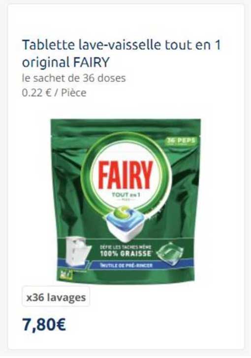 tablette lave-vaisselle tout en 1 original fairy