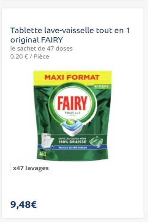 tablette lave-vaisselle tout en 1 original fairy