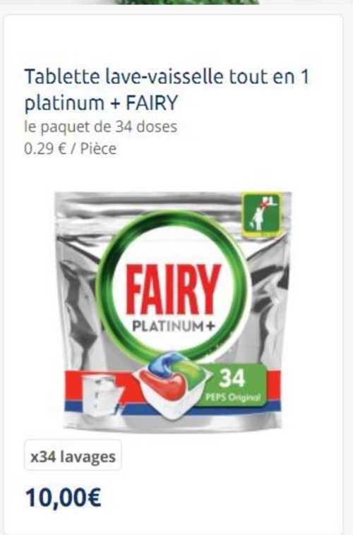 tablette lave-vaisselle tout en 1 platinum + fairy