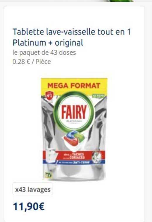 tablette lave-vaisselle tout en 1 platinum + original