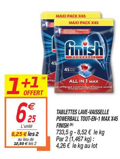 tablettes lave-vaisselle powerball tout-en-1 max x45 finish