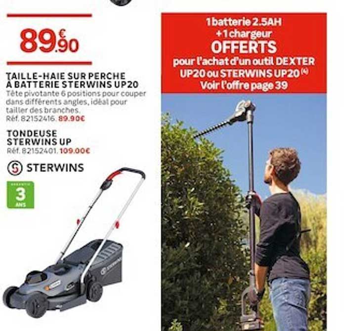 taille-haie sur perche à batterie sterwins up20, tondeuse sterwins up