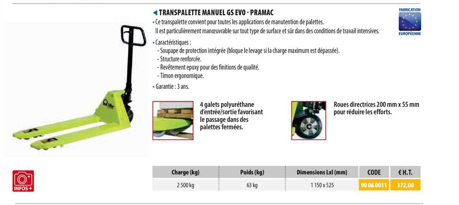 transpalette manuel gs evo - pramac