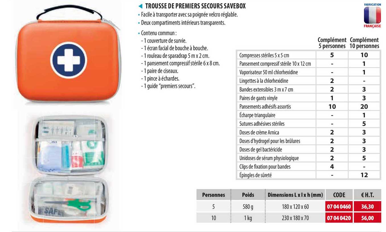trousse de premiers secours savebox