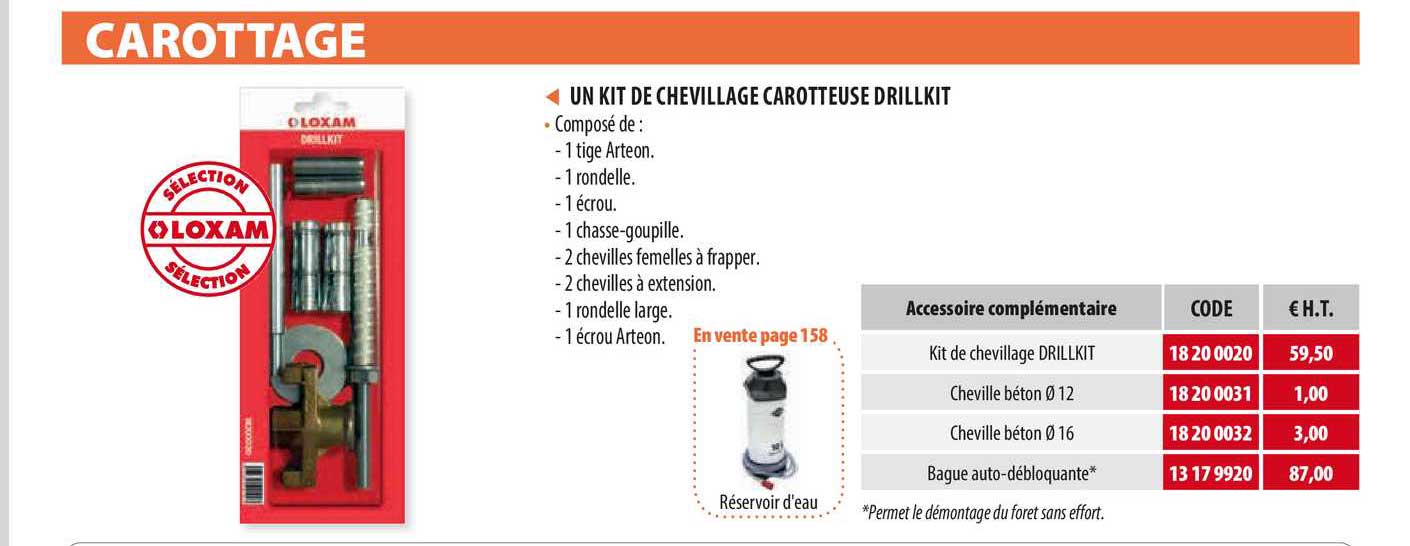 un kit de chevillage carotteuse drillkit
