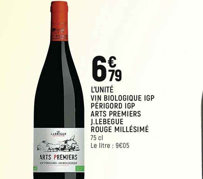 vin biologique igp périgord igp arts premiers j.lebegue rouge millésimé