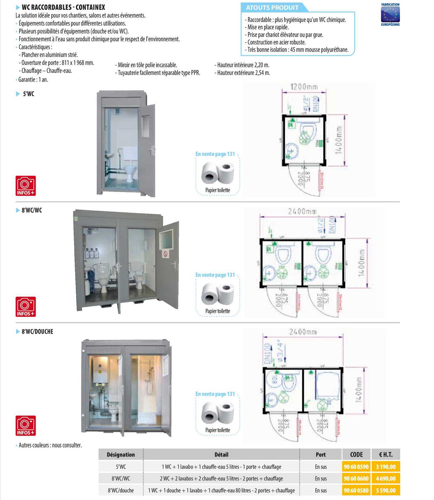 wc raccordables - containex