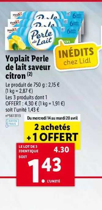 Yoplait Perle De Lait Saveur Citron
