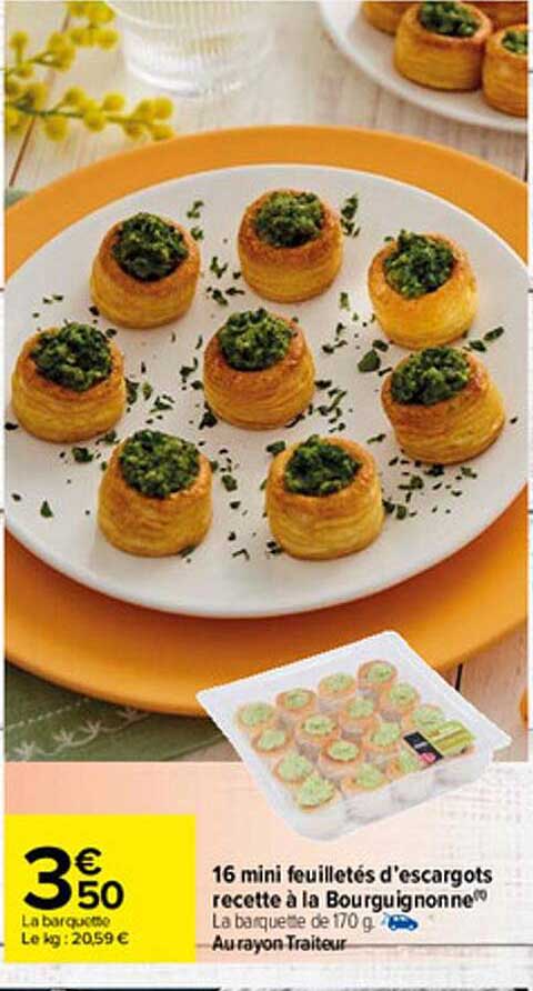 16 mini feuilletés d'escargots recette à la bourguignonne