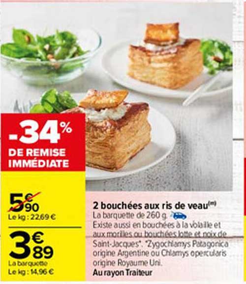 2 bouchées aux ris de veau