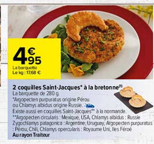 2 coquilles saint-jacques à la bretonne