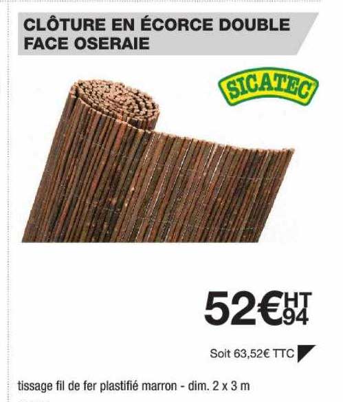 clôture en écorce double face oseraie sicatec
