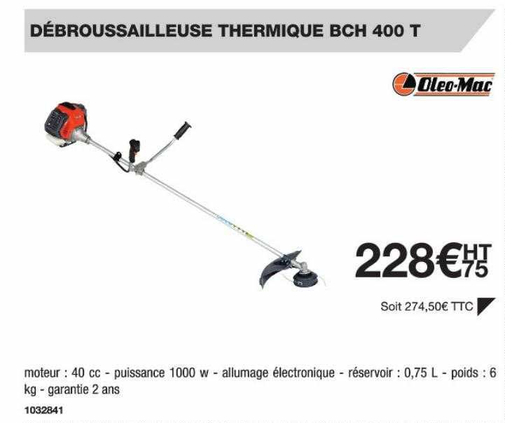 débroussailleuse thermique bch 400 t oleo-mac