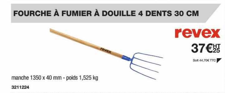 Fourche à Fumier à Douille 4 Dents 30 Cm Revex
