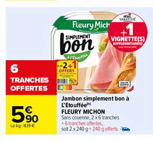 jambon simplement bon à l'étouffé fleury michon