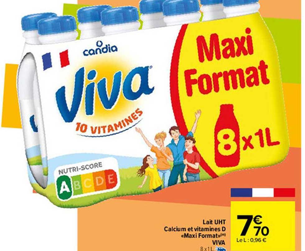 lait uht calcium et vitamines d "maxi format" viva