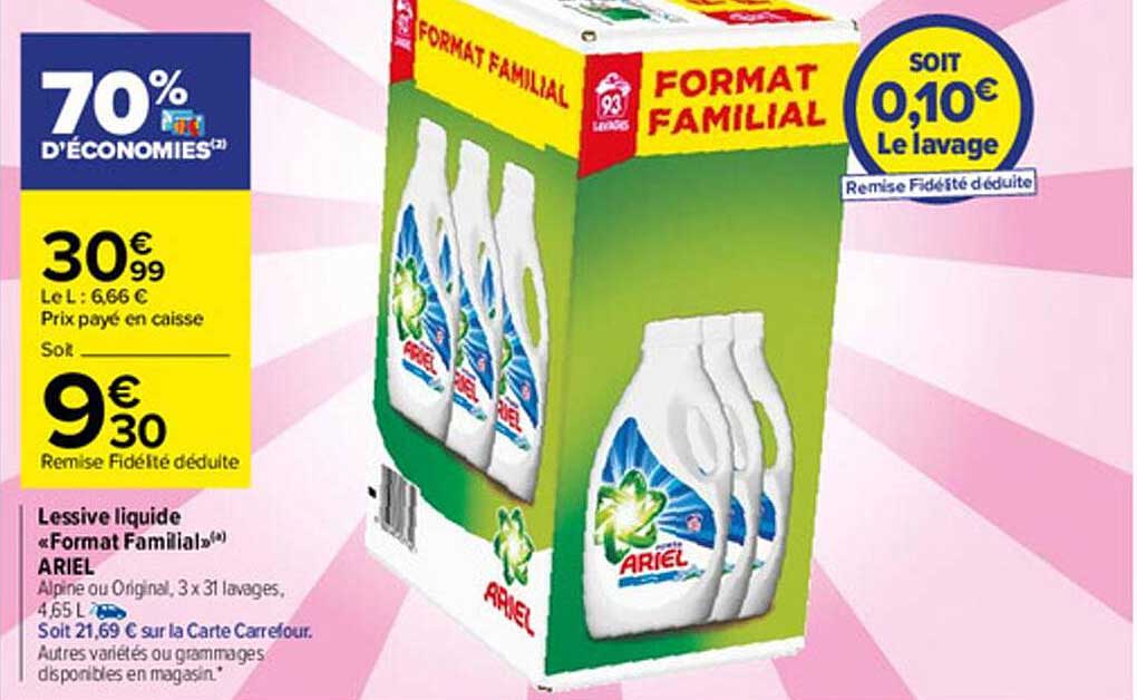 lessive liquide "format familial" ariel