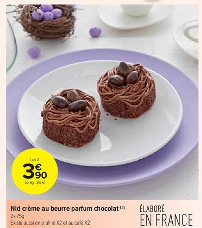 nid crème au beurre parfum chocolat