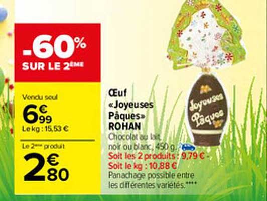 œuf "joyeuses pâques" rohan