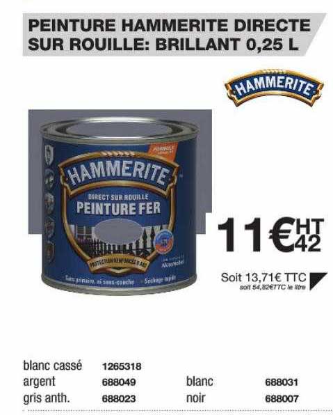 peinture hammerite dicrecte sur rouille: brillant 0,25 l