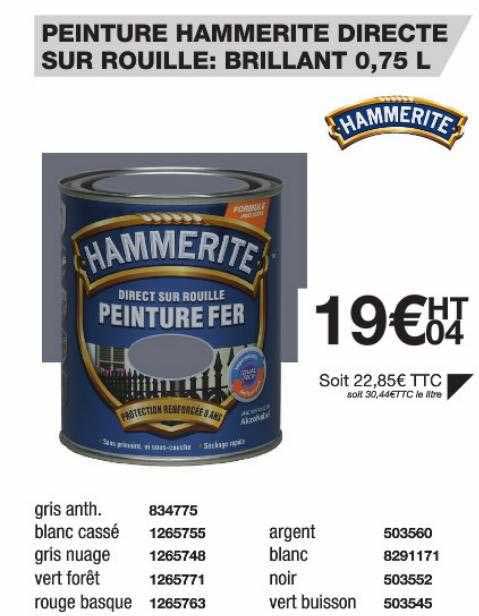 peinture hammerite directe sur rouille : brillant 0,75 l