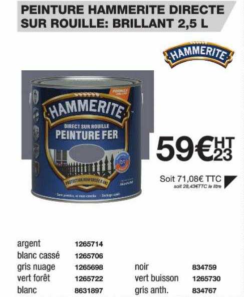 peinture hammerite directe sur rouille : brillant 2,5 l