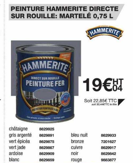peinture hammerite directe sur rouille : martelé 0,75 l
