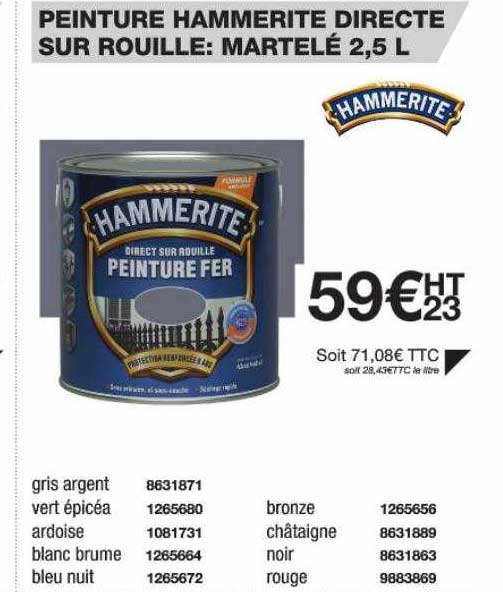 peinture hammerite directe sur rouille : martelé 2,5 l