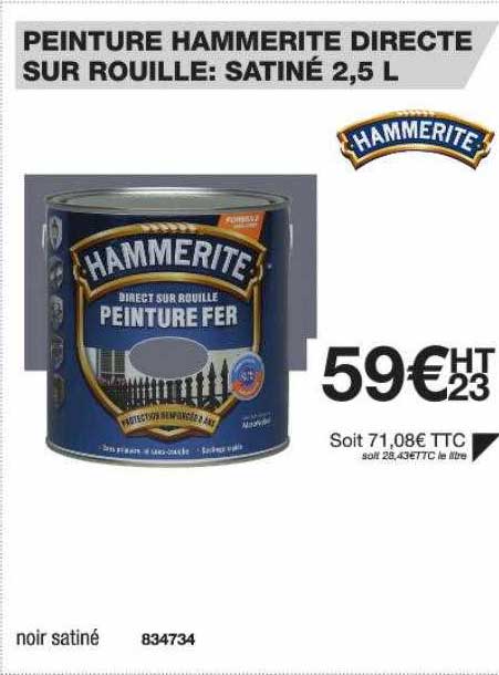 peinture hammerite directe sur rouille  : satiné 2,5 l
