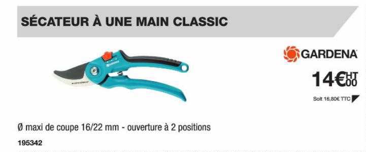 sécateur à une main classic gardena