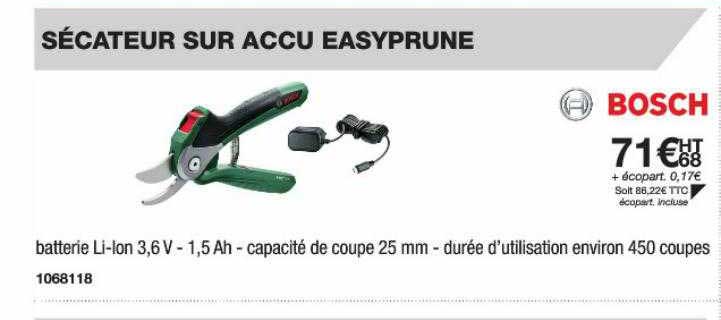 sécateur sur accu easyprune bosch