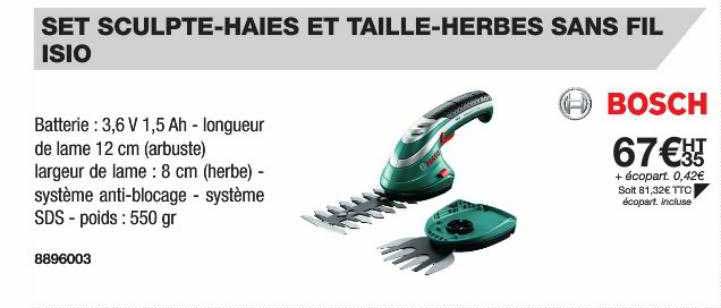 set sculpte-haies et taille-herbes sans fil isio bosch