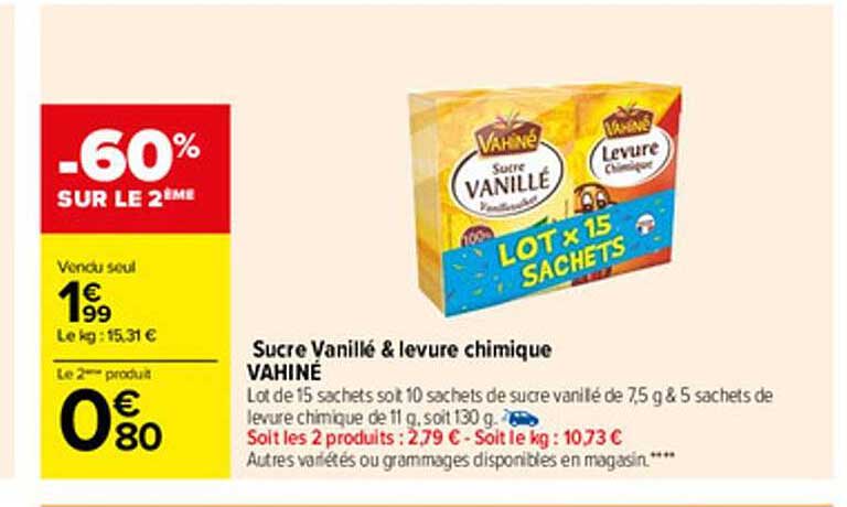 sucre vanillé & levure chimique vahiné