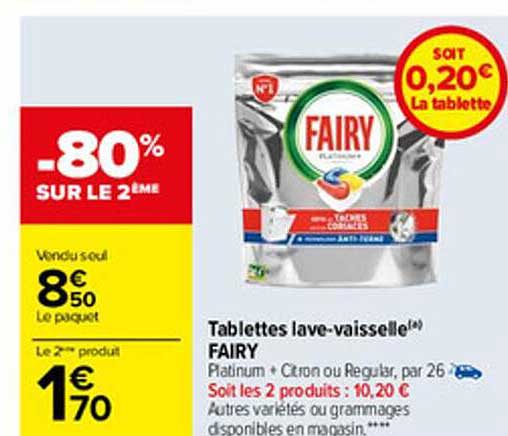 tablettes lave-vaisselle fairy