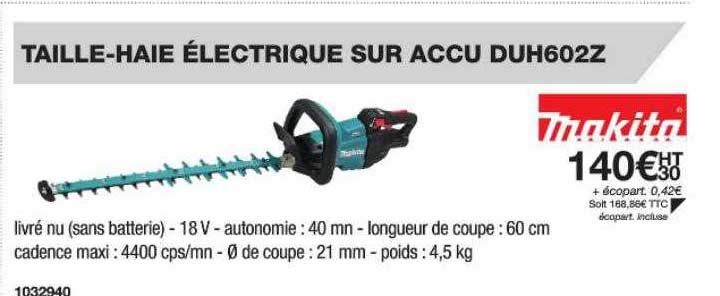 taille-haie électrique sur accu duh602z makita