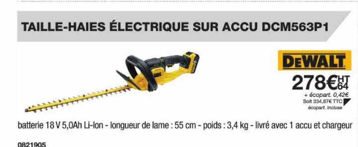 taille-haies électrique sur accu dcm563p1 dewalt
