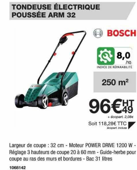 tondeuse électrique poussée arm 32 bosch